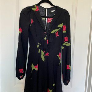 Reformation Black Floral Mini Dress - Size 2